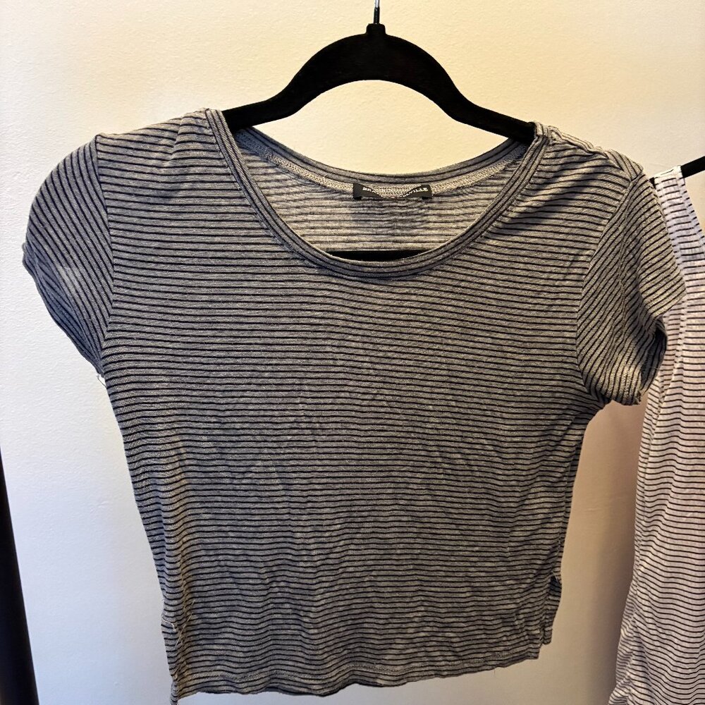 Brandy Melville striped grey cropped tee